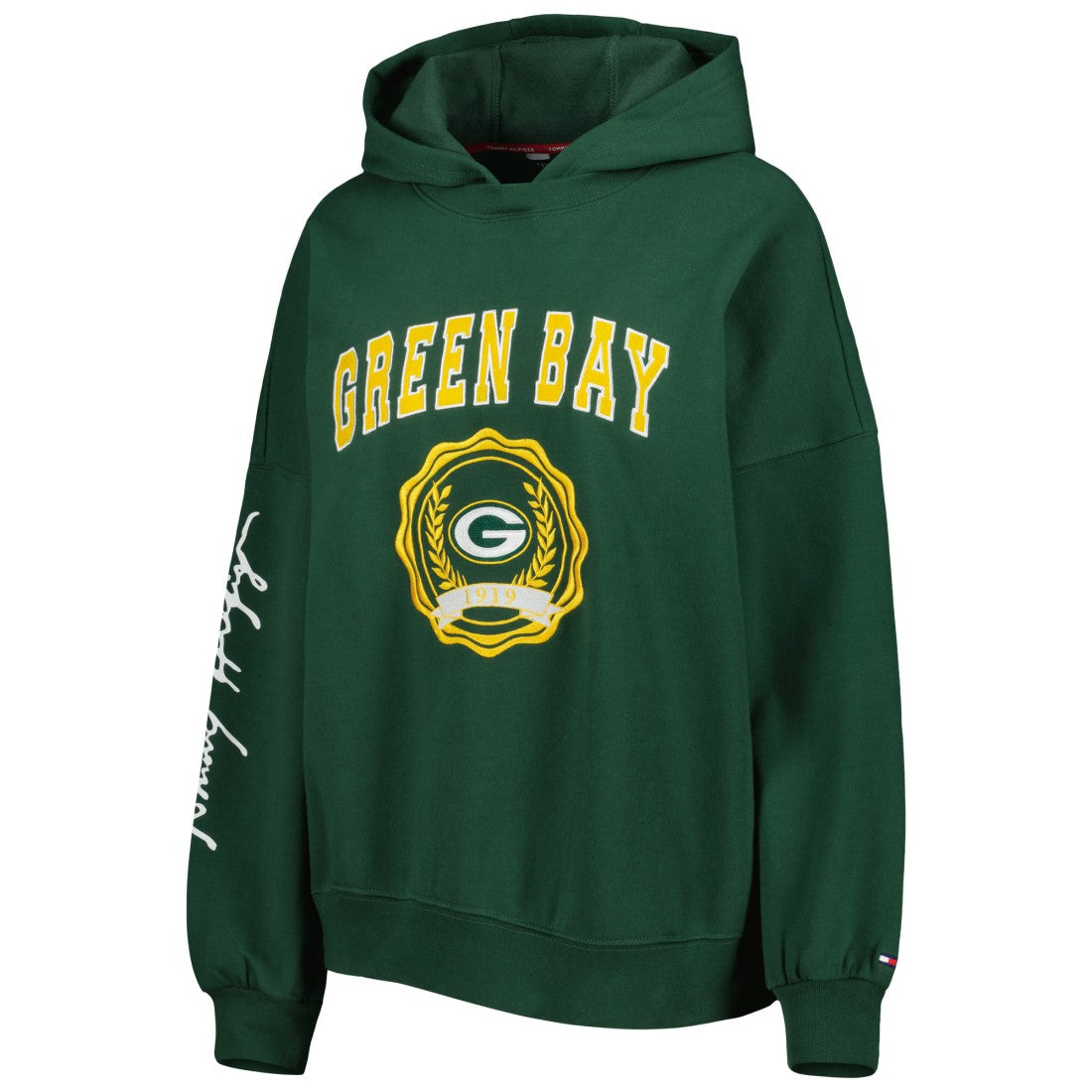 Green Bay Packers Tommy Hilfiger Women's Becca Drop Shoulder Pullover Hoodie - Green sale