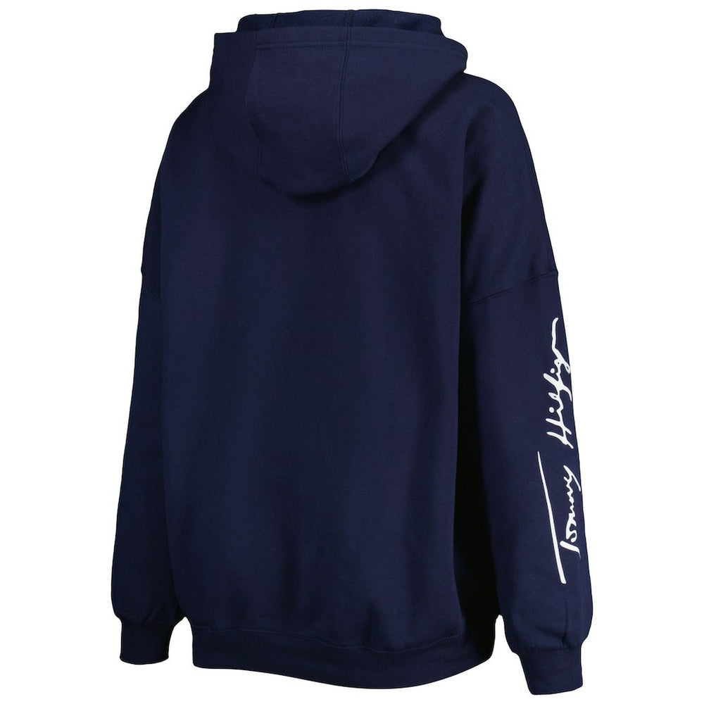 New England Patriots Tommy Hilfiger Women's Becca Drop Shoulder Pullover Hoodie - Navy outlet