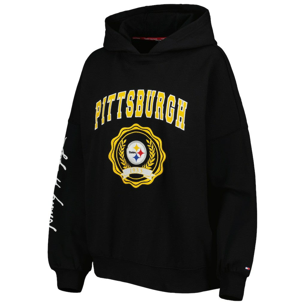 Pittsburgh Steelers Tommy Hilfiger Women's Becca Drop Shoulder Pullover Hoodie - Black sale