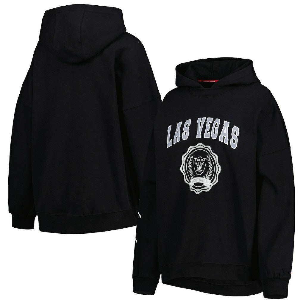Las Vegas Raiders Tommy Hilfiger Women's Becca Drop Shoulder Pullover Hoodie - Black cheap