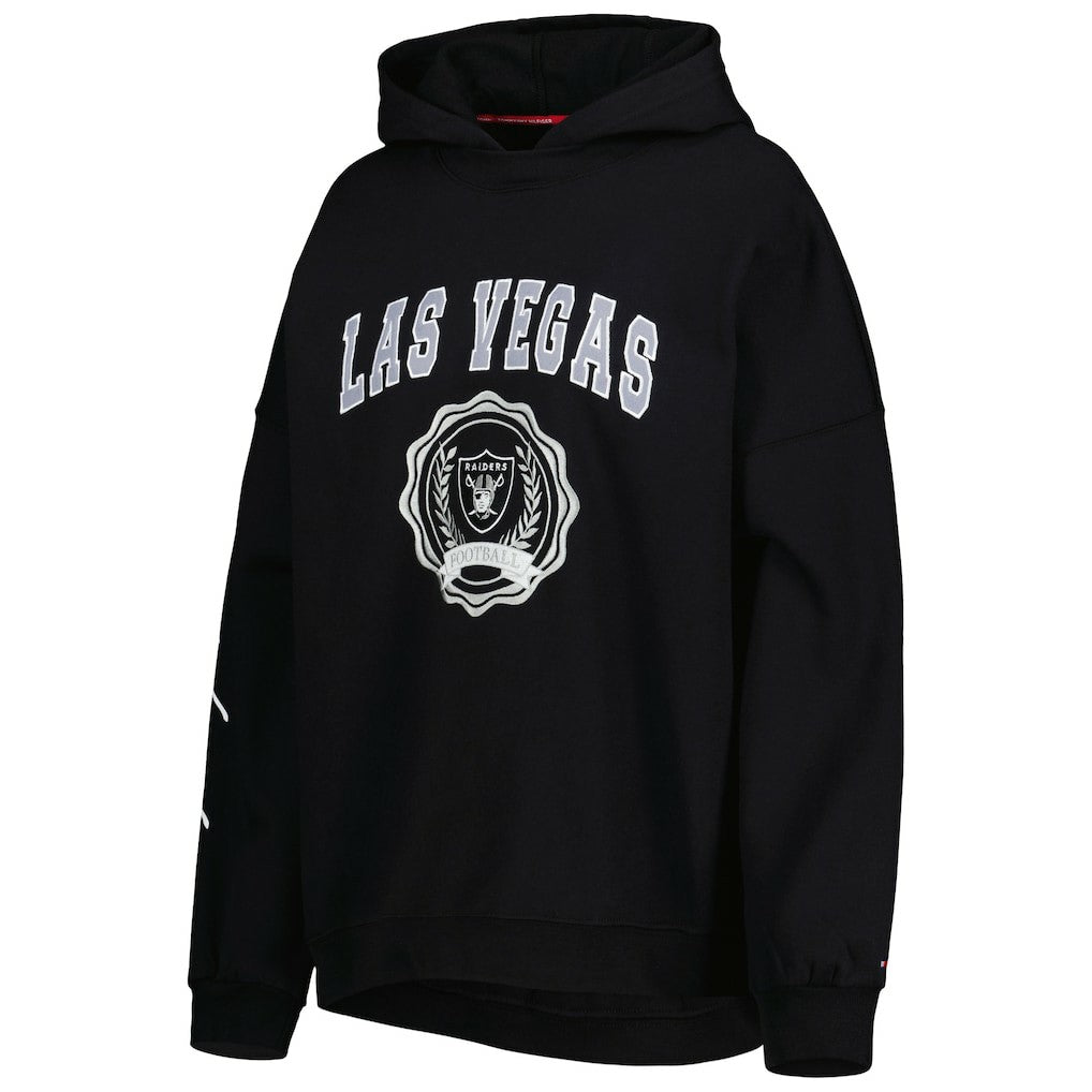 Las Vegas Raiders Tommy Hilfiger Women's Becca Drop Shoulder Pullover Hoodie - Black cheap