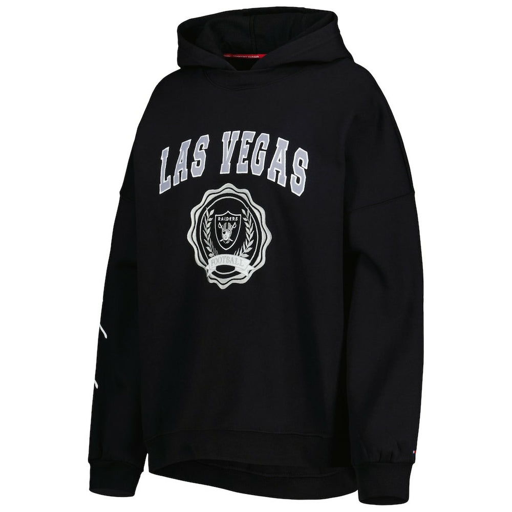 Las Vegas Raiders Tommy Hilfiger Women's Becca Drop Shoulder Pullover Hoodie - Black cheap