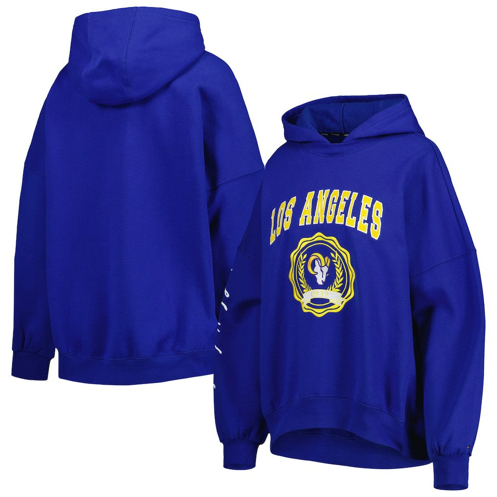 Los Angeles Rams Tommy Hilfiger Women's Becca Drop Shoulder Pullover Hoodie - Royal outlet