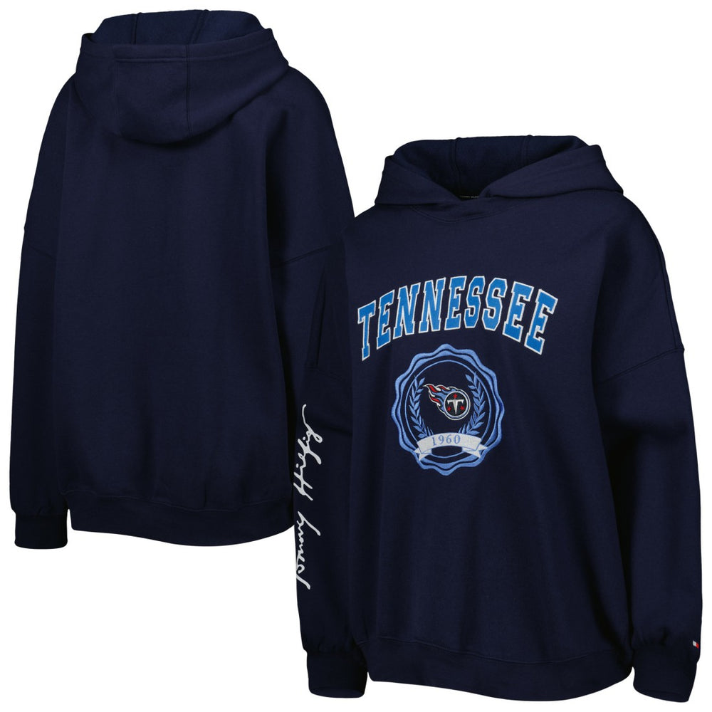 Tennessee Titans Tommy Hilfiger Women's Becca Drop Shoulder Pullover Hoodie - Navy for sale