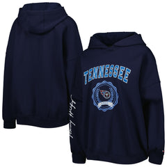 Tennessee Titans Tommy Hilfiger Women's Becca Drop Shoulder Pullover Hoodie - Navy for sale