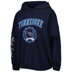 Tennessee Titans Tommy Hilfiger Women's Becca Drop Shoulder Pullover Hoodie - Navy for sale