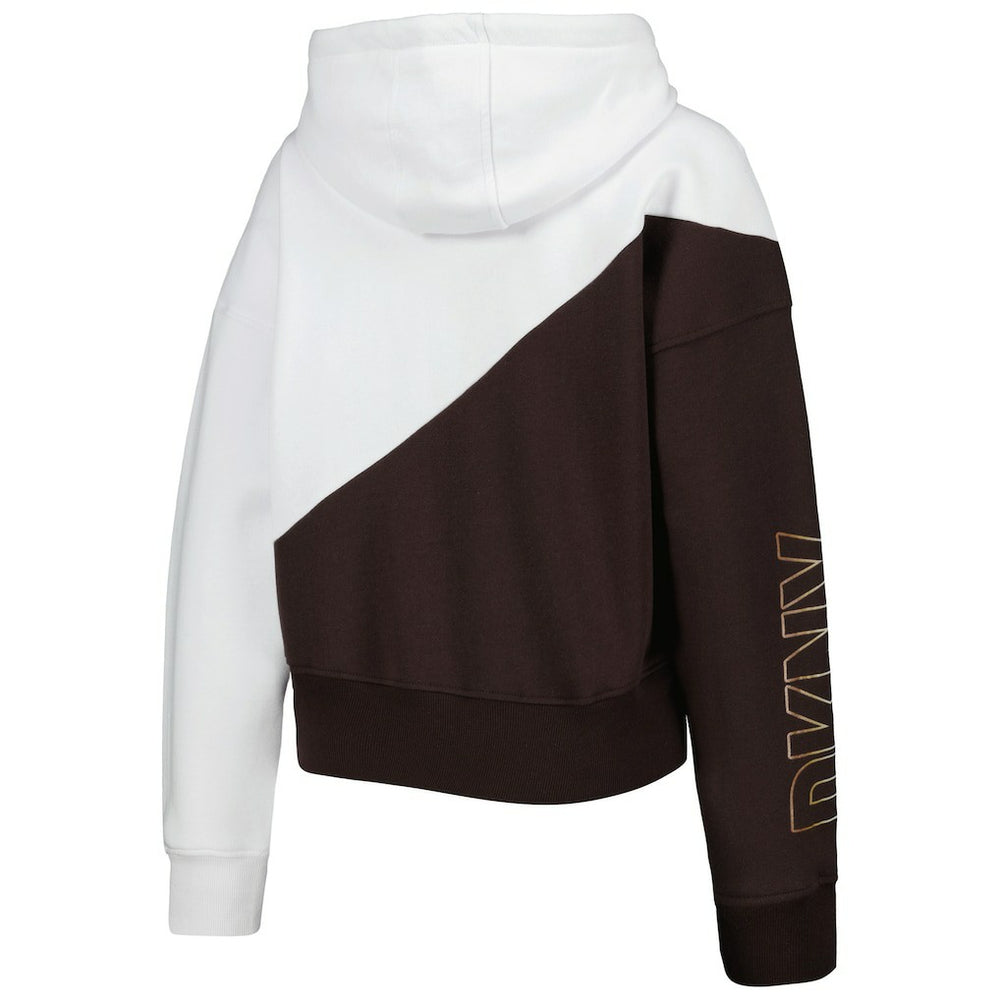 Cleveland Browns DKNY Sport Women's Bobbi Color Blocked Pullover Hoodie - White/Brown for sale