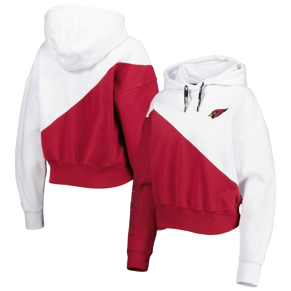 Arizona Cardinals DKNY Sport Women's Bobbi Color Blocked Pullover Hoodie - White/Cardinal for sale