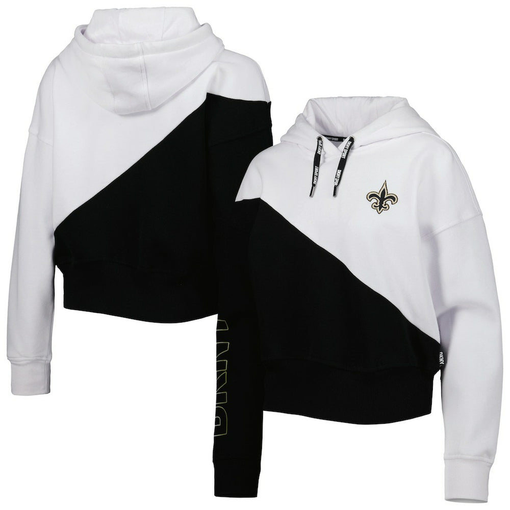 New Orleans Saints DKNY Sport Women's Bobbi Color Blocked Pullover Hoodie - White/Black outlet