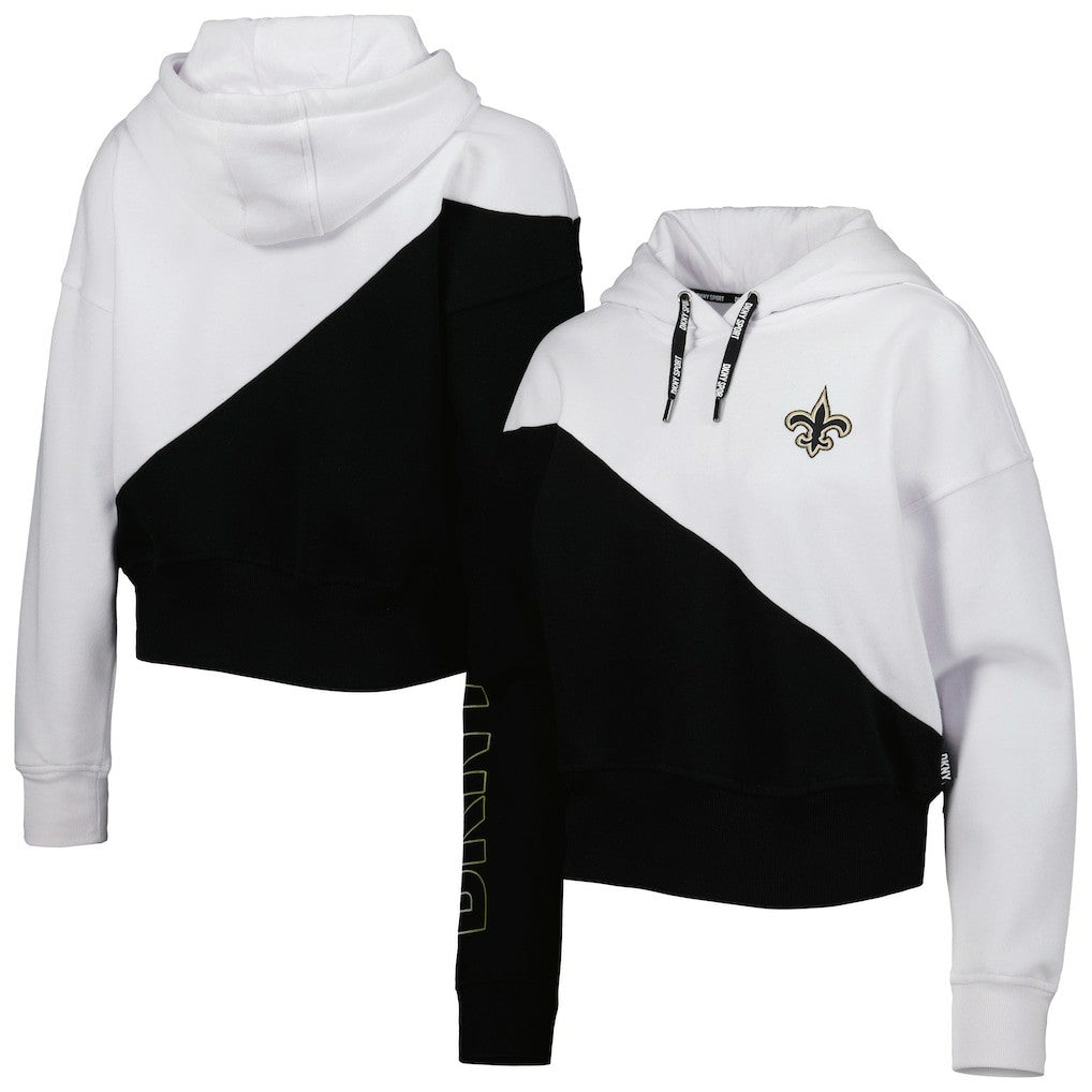 New Orleans Saints DKNY Sport Women's Bobbi Color Blocked Pullover Hoodie - White/Black outlet