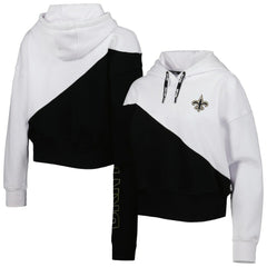 New Orleans Saints DKNY Sport Women's Bobbi Color Blocked Pullover Hoodie - White/Black outlet