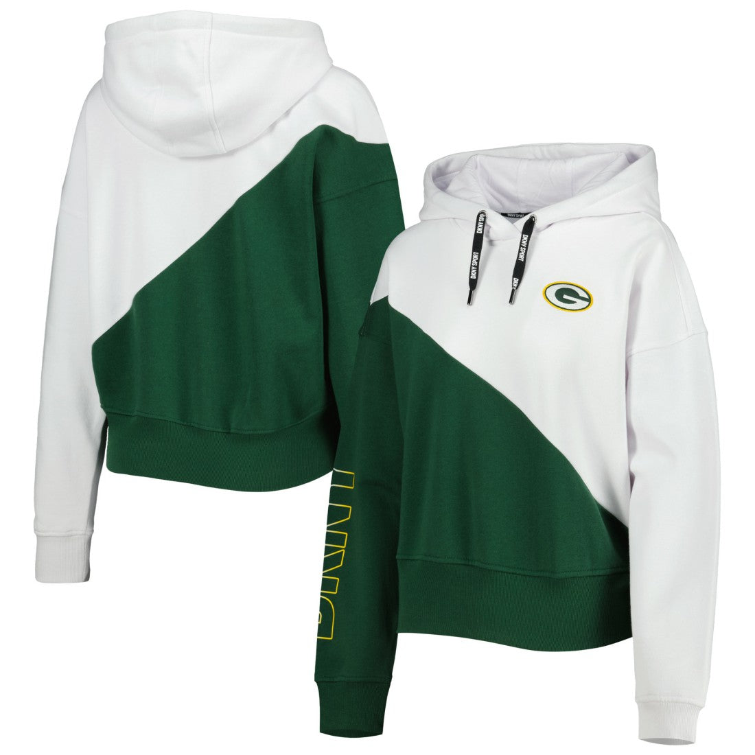 Green Bay Packers DKNY Sport Women's Bobbi Color Blocked Pullover Hoodie - White/Green cheap