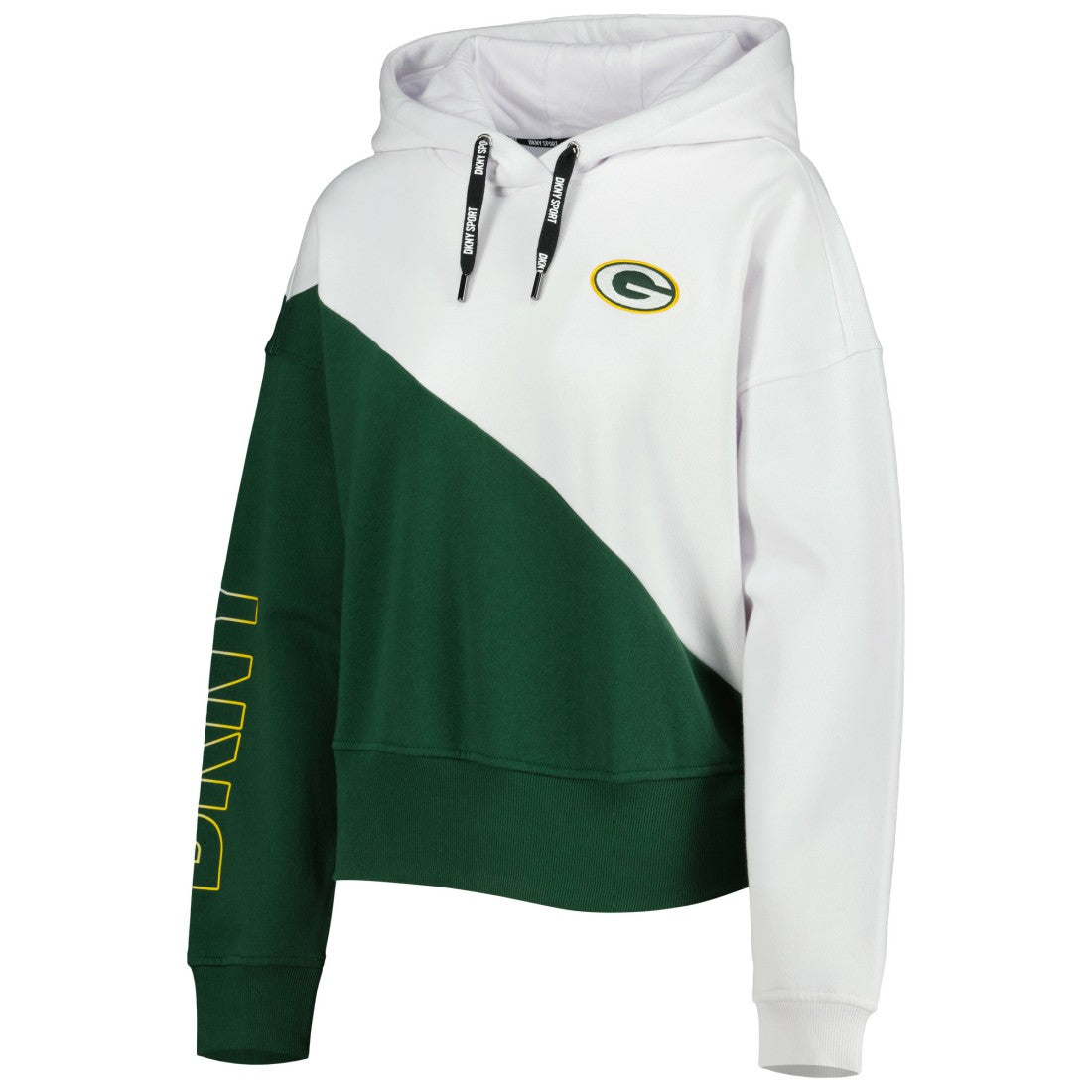Green Bay Packers DKNY Sport Women's Bobbi Color Blocked Pullover Hoodie - White/Green cheap