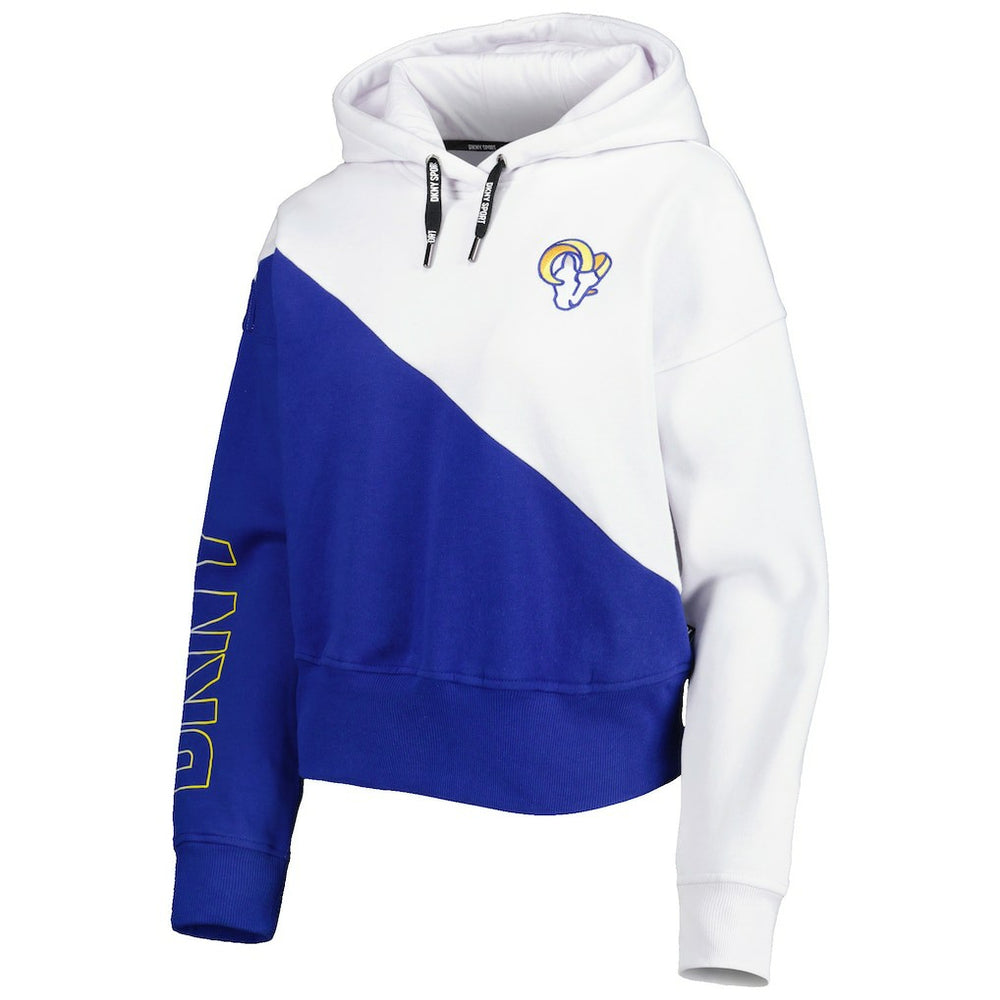 Los Angeles Rams DKNY Sport Women's Bobbi Color Blocked Pullover Hoodie - White/Royal cheap