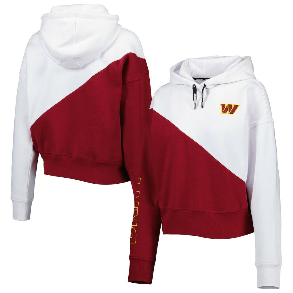 Washington Commanders DKNY Sport Women's Bobbi Color Blocked Pullover Hoodie - White/Burgundy on sale