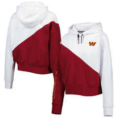 Washington Commanders DKNY Sport Women's Bobbi Color Blocked Pullover Hoodie - White/Burgundy on sale