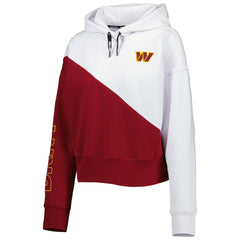 Washington Commanders DKNY Sport Women's Bobbi Color Blocked Pullover Hoodie - White/Burgundy on sale