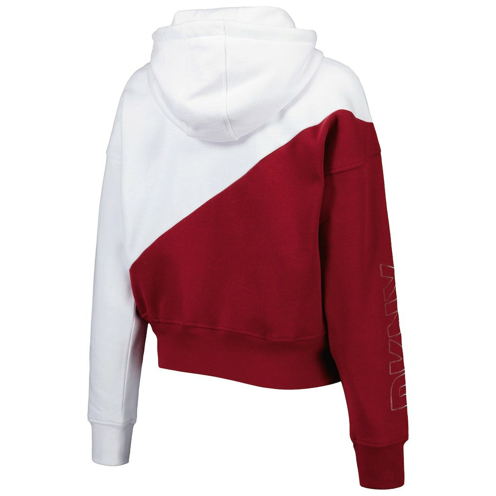Washington Commanders DKNY Sport Women's Bobbi Color Blocked Pullover Hoodie - White/Burgundy on sale