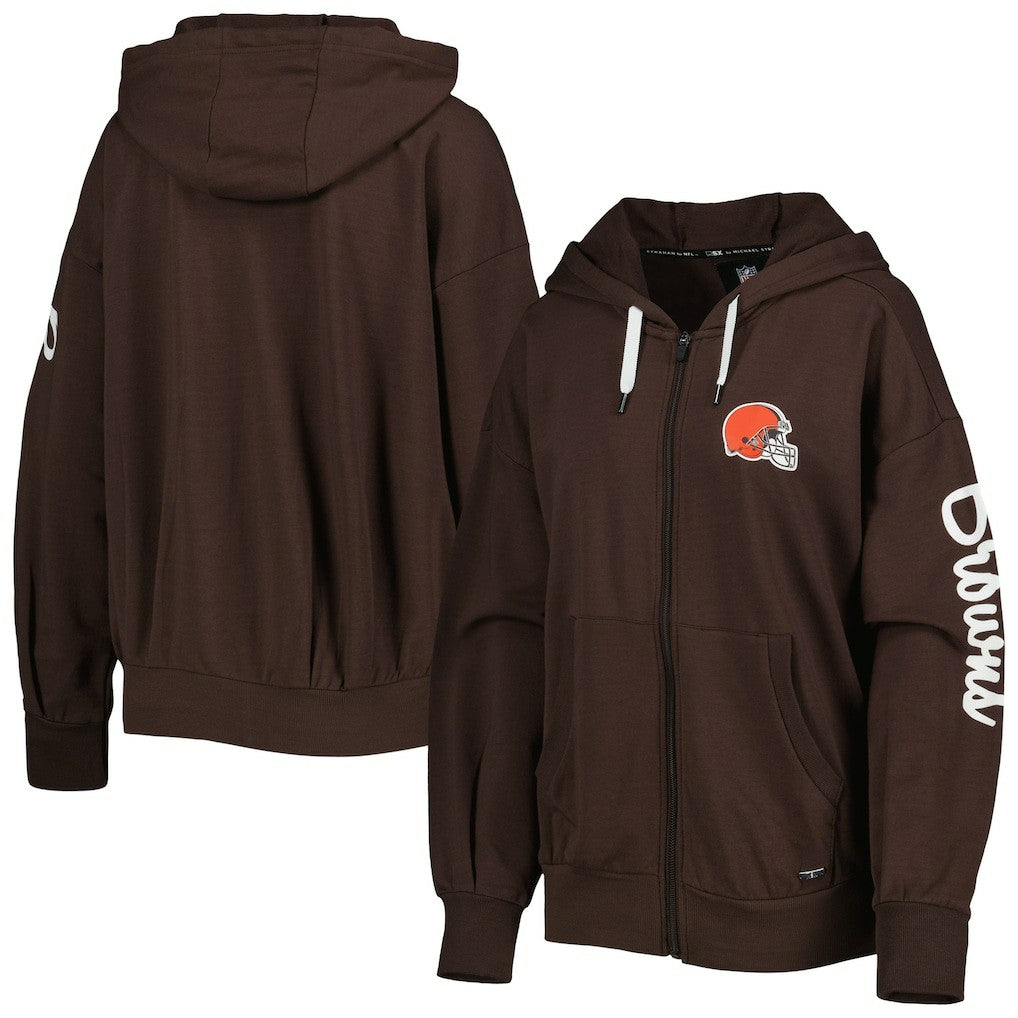 Cleveland Browns MSX by Michael Strahan Women's Emerson Lightweight Full-Zip Hoodie - Brown online