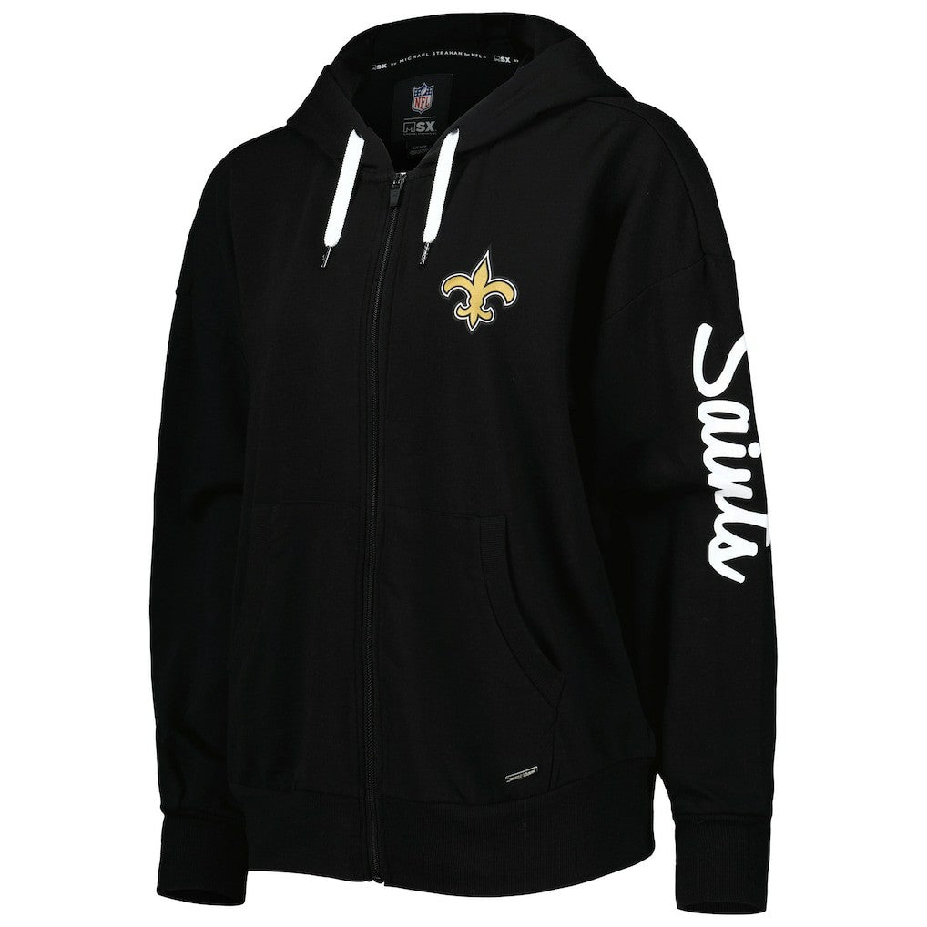 New Orleans Saints MSX by Michael Strahan Women's Emerson Lightweight Full-Zip Hoodie - Black outlet