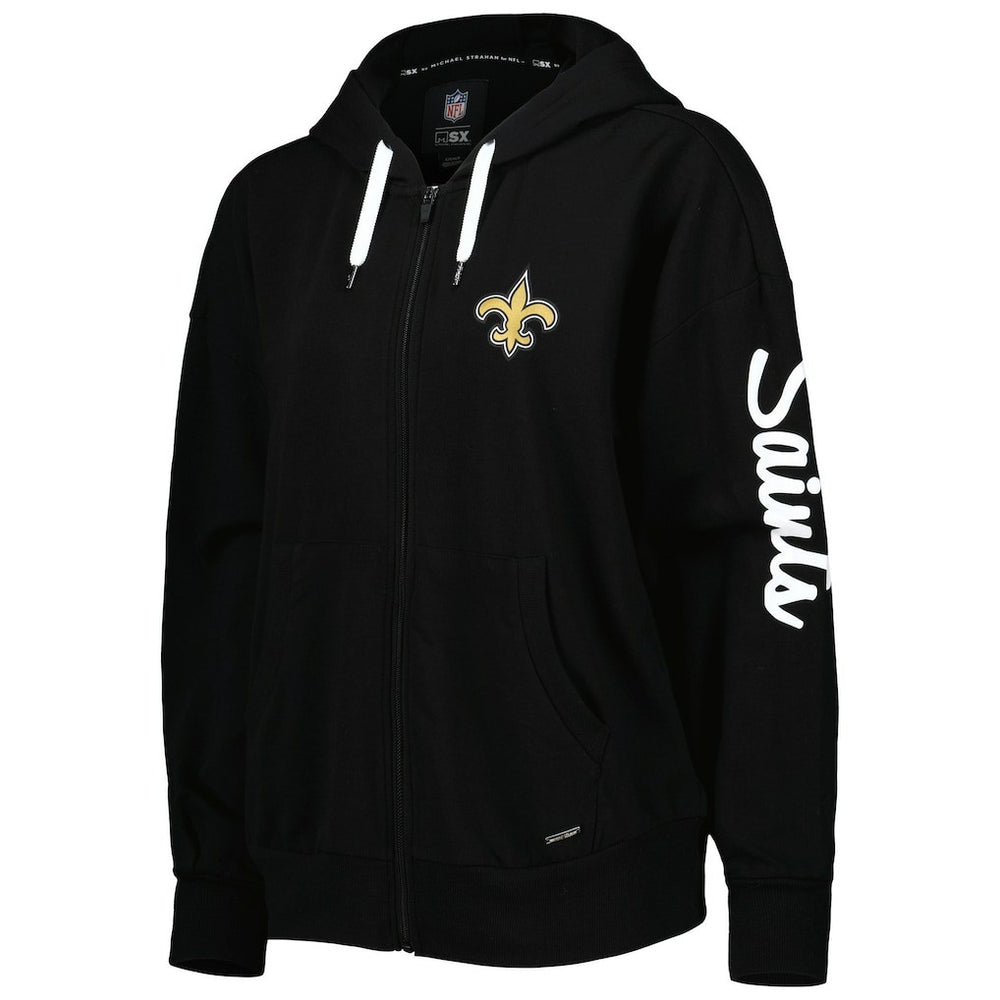 New Orleans Saints MSX by Michael Strahan Women's Emerson Lightweight Full-Zip Hoodie - Black outlet