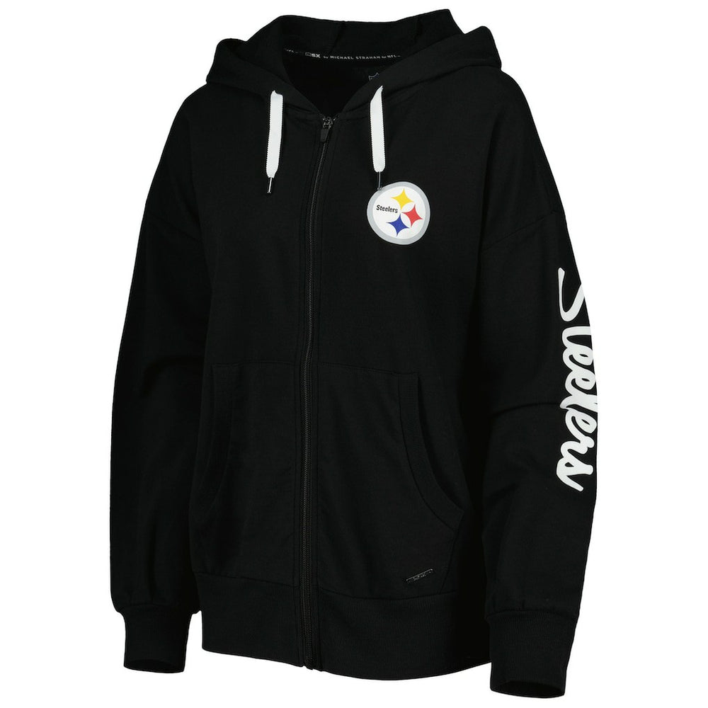 Pittsburgh Steelers MSX by Michael Strahan Women's Emerson Lightweight Full-Zip Hoodie - Black discount