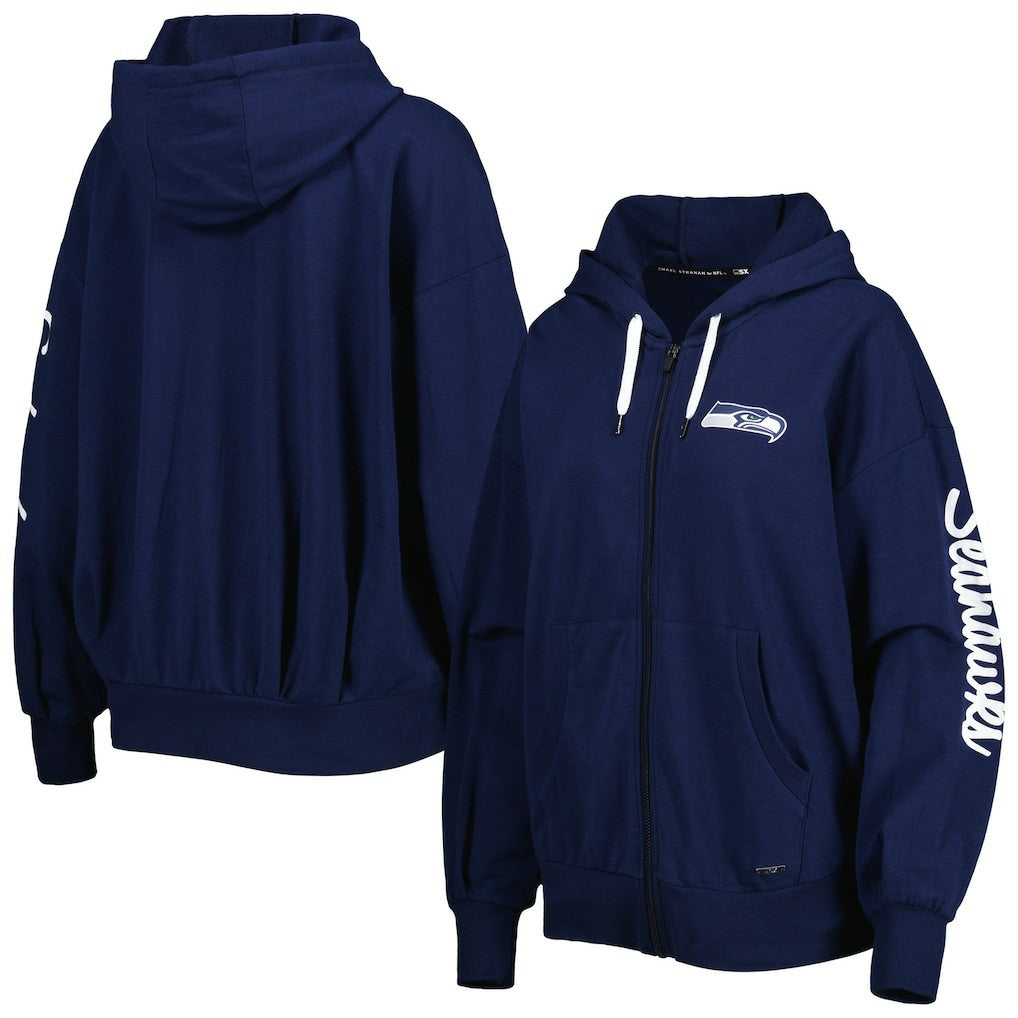 Seattle Seahawks MSX by Michael Strahan Women's Emerson Lightweight Full-Zip Hoodie - College Navy for sale
