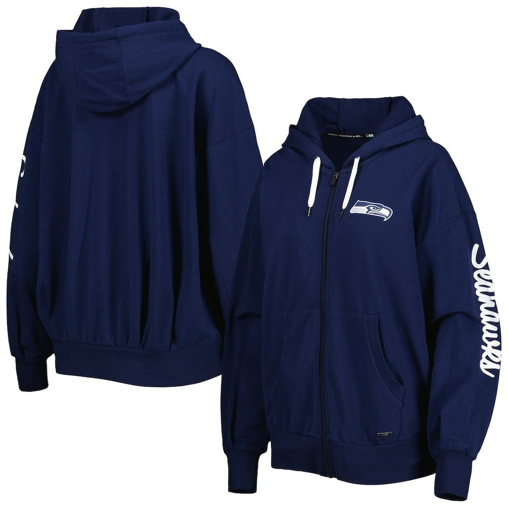 Seattle Seahawks MSX by Michael Strahan Women's Emerson Lightweight Full-Zip Hoodie - College Navy for sale