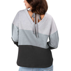 Las Vegas Raiders Touch Women's Outfield Deep V-Back Waist Length Pullover Sweatshirt - Heather Gray/Black online