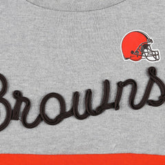 Cleveland Browns Touch Women's Outfield Deep V-Back Waist Length Pullover Sweatshirt - Heather Gray/Brown discount