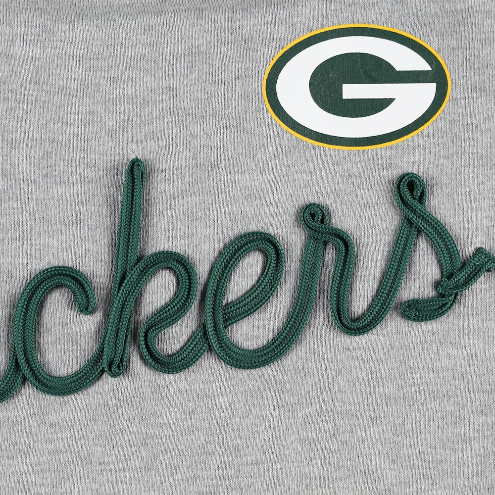 Green Bay Packers Touch Women's Outfield Deep V-Back Waist Length Pullover Sweatshirt - Heather Gray/Green discount