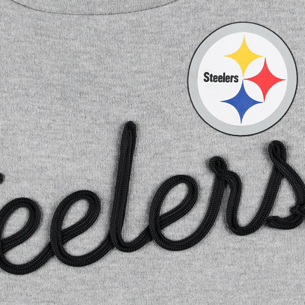 Pittsburgh Steelers Touch Women's Outfield Deep V-Back Waist Length Pullover Sweatshirt - Heather Gray/Black sale