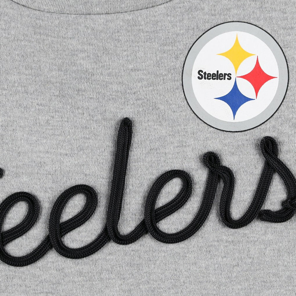 Pittsburgh Steelers Touch Women's Outfield Deep V-Back Waist Length Pullover Sweatshirt - Heather Gray/Black sale