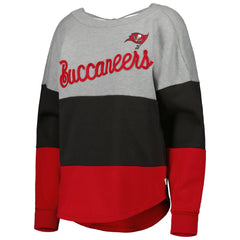 Tampa Bay Buccaneers Touch Women's Outfield Deep V-Back Waist Length Pullover Sweatshirt - Heather Gray/Red online