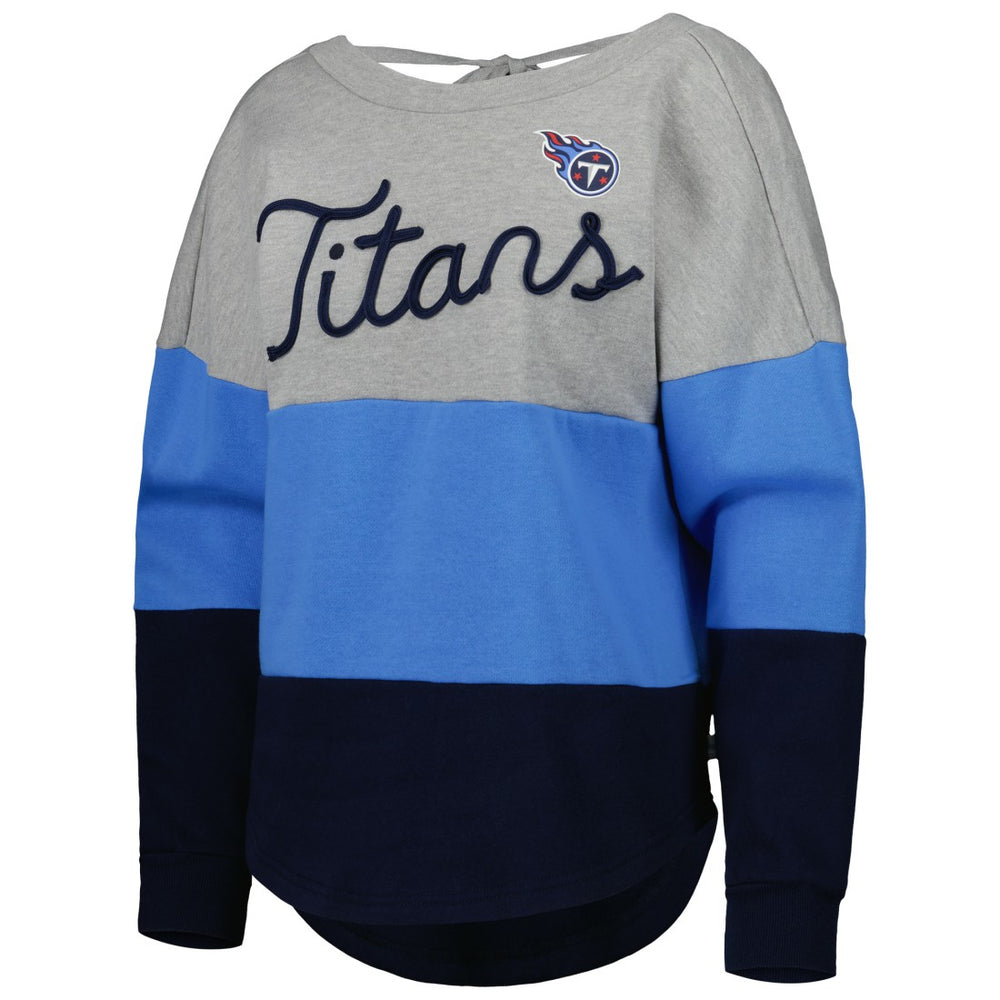 Tennessee Titans Touch Women's Outfield Deep V-Back Waist Length Pullover Sweatshirt - Heather Gray/Navy cheap
