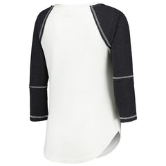 Las Vegas Raiders Touch Women's Rebel Raglan Tri-Blend 3/4-Sleeve Lace-Up V-Neck T-Shirt - White/Black discount