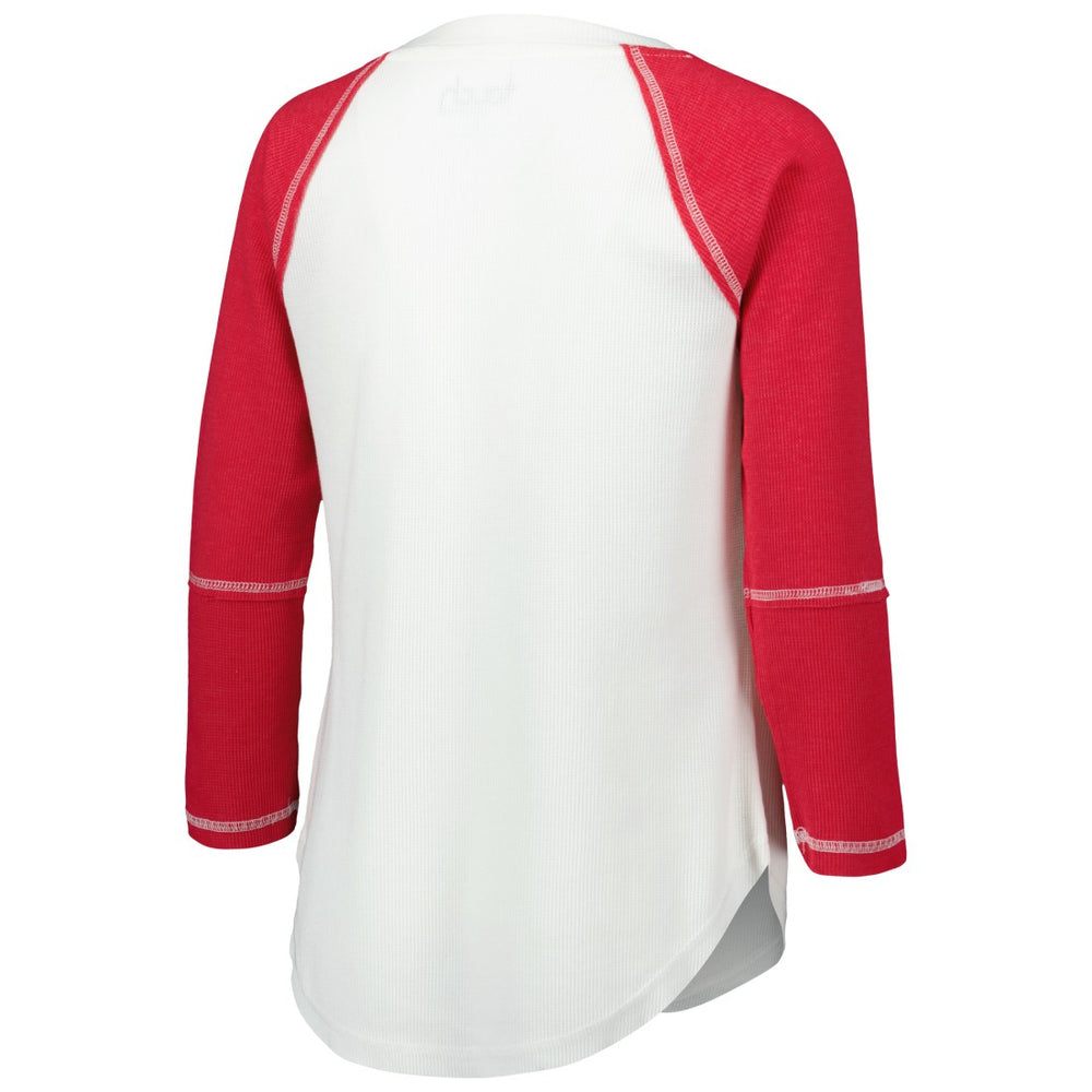 Tampa Bay Buccaneers Touch Women's Rebel Raglan Tri-Blend 3/4-Sleeve Lace-Up V-Neck T-Shirt - White/Red outlet