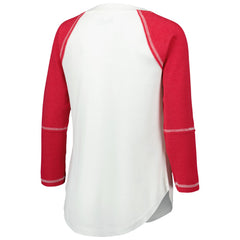 Tampa Bay Buccaneers Touch Women's Rebel Raglan Tri-Blend 3/4-Sleeve Lace-Up V-Neck T-Shirt - White/Red outlet