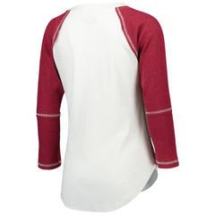 Washington Commanders Touch Women's Rebel Raglan Tri-Blend 3/4-Sleeve Lace-Up V-Neck T-Shirt - White/Burgundy online