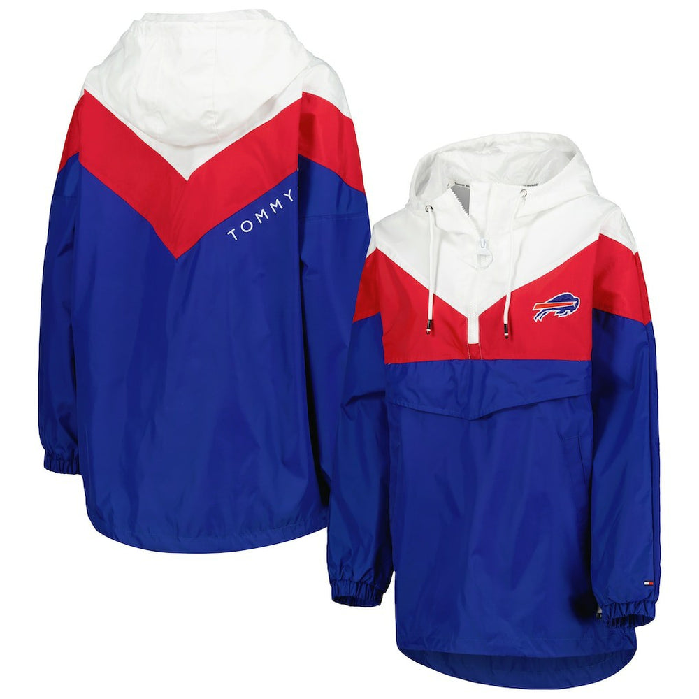 Buffalo Bills Tommy Hilfiger Women's Staci Half-Zip Hoodie Windbreaker Jacket - White/Red sale