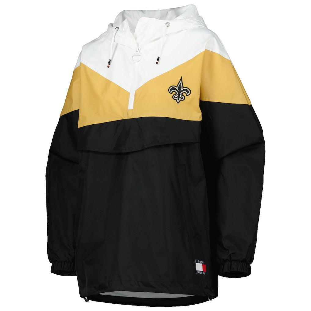 New Orleans Saints Tommy Hilfiger Women's Staci Half-Zip Hoodie Windbreaker Jacket - White/Gold sale