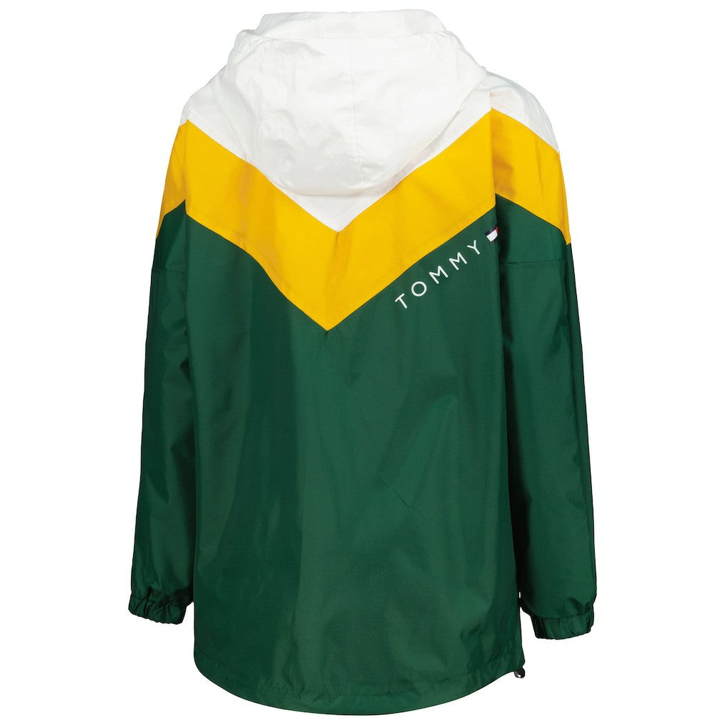 Green Bay Packers Tommy Hilfiger Women's Staci Half-Zip Hoodie Windbreaker Jacket - White/Gold discount