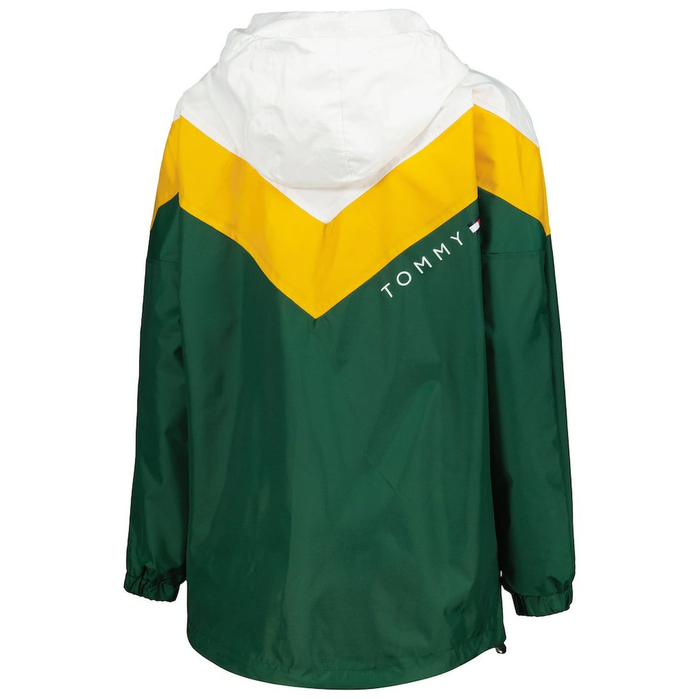 Green Bay Packers Tommy Hilfiger Women's Staci Half-Zip Hoodie Windbreaker Jacket - White/Gold discount