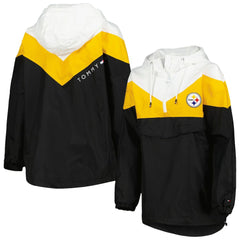Pittsburgh Steelers Tommy Hilfiger Women's Staci Half-Zip Hoodie Windbreaker Jacket - White/Gold outlet