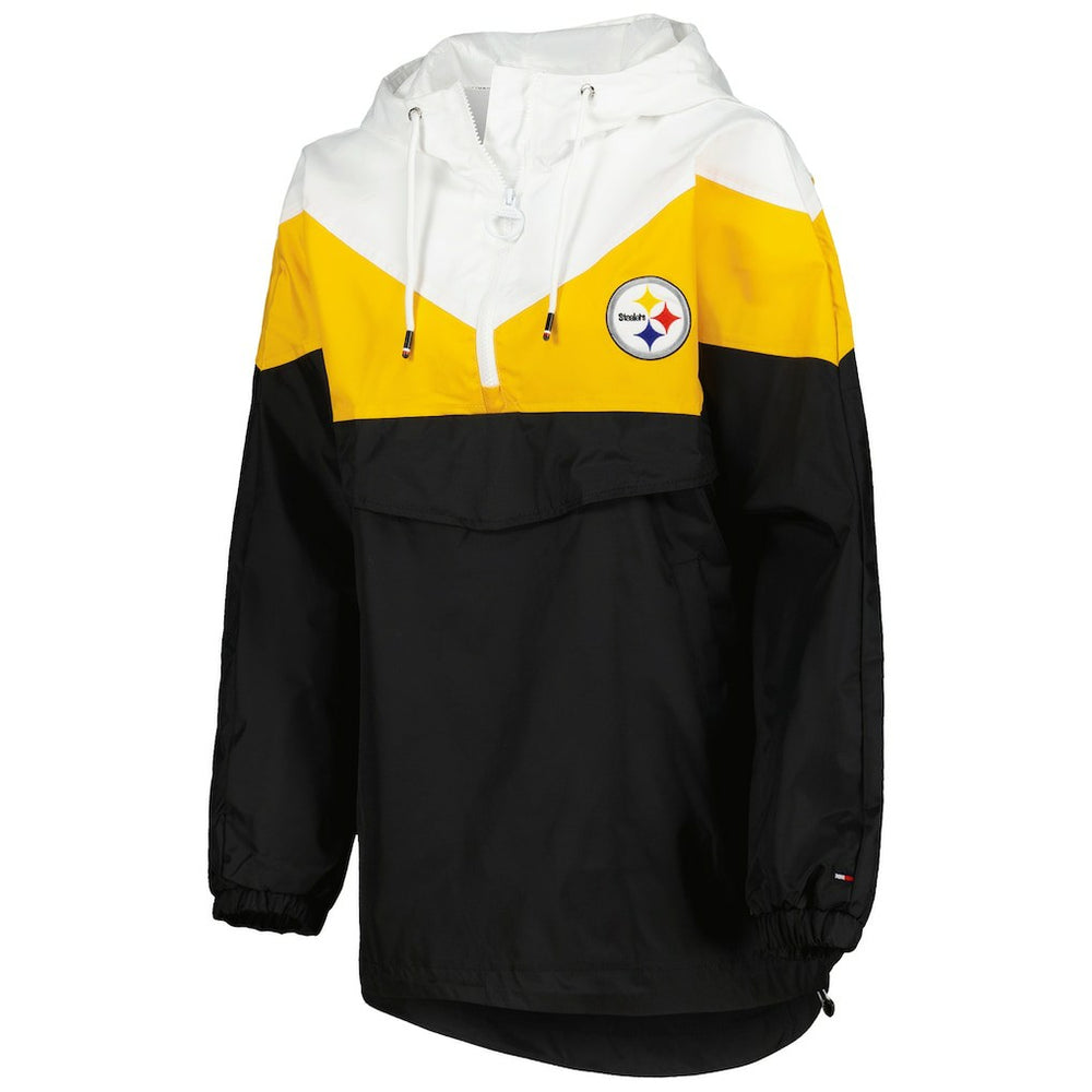 Pittsburgh Steelers Tommy Hilfiger Women's Staci Half-Zip Hoodie Windbreaker Jacket - White/Gold outlet