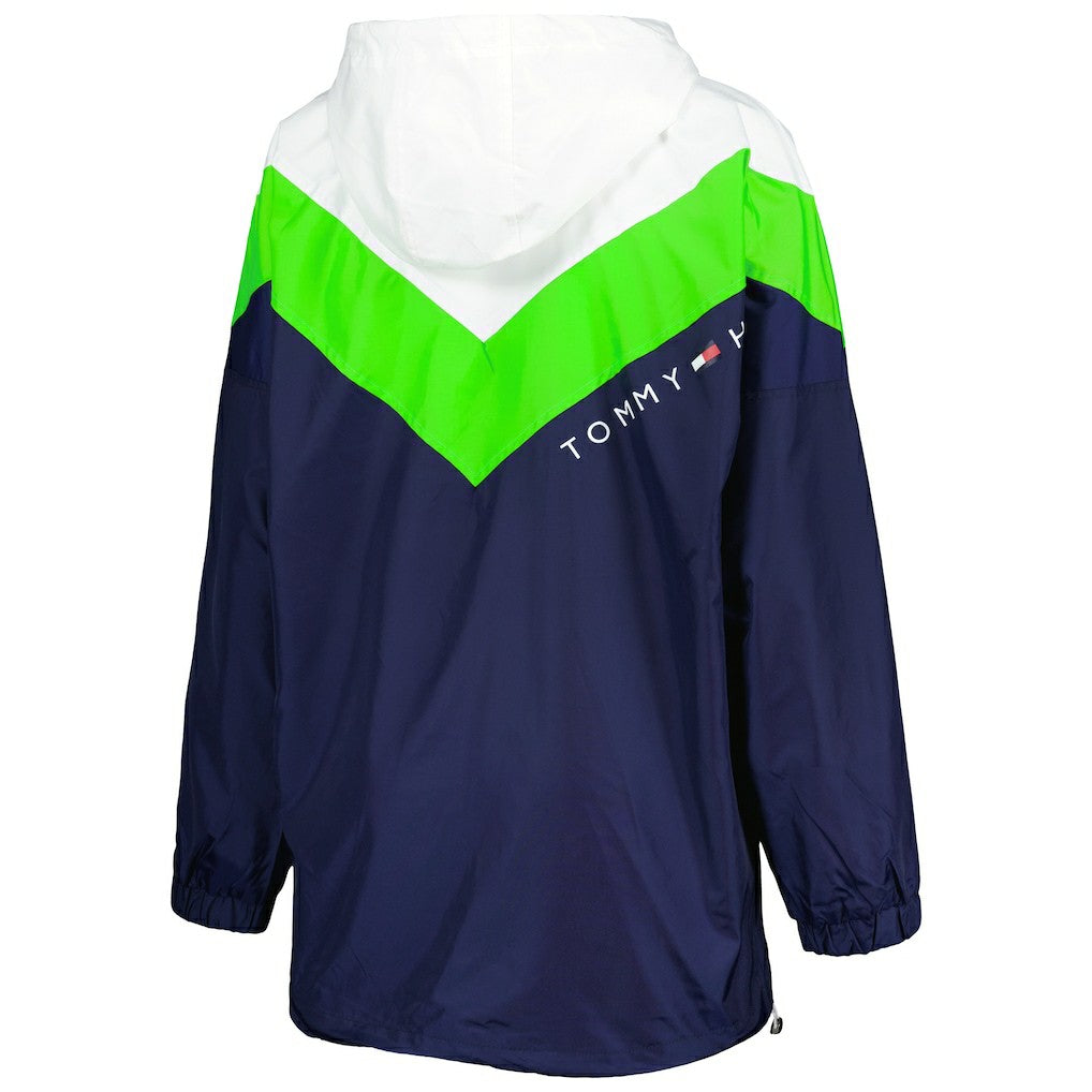 Seattle Seahawks Tommy Hilfiger Women's Staci Half-Zip Hoodie Windbreaker Jacket - White/Neon Green outlet