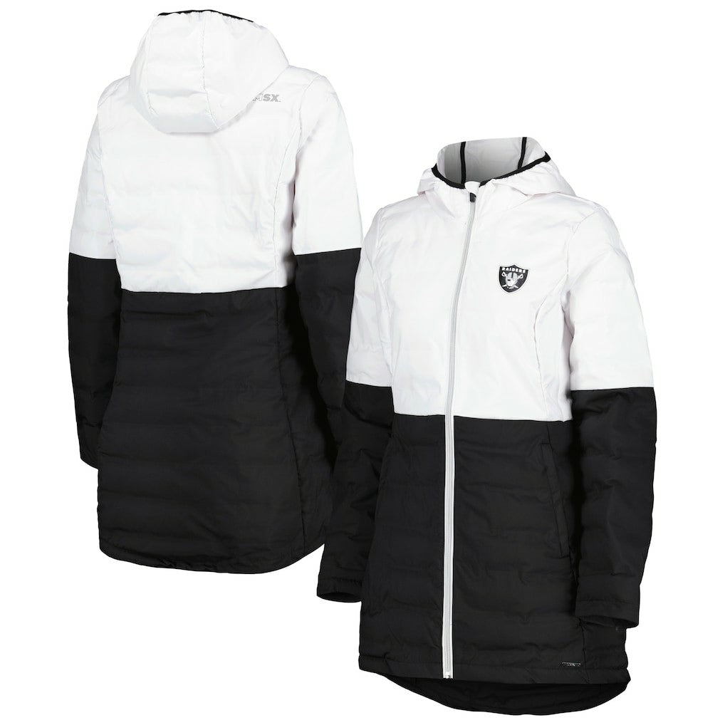 Las Vegas Raiders MSX by Michael Strahan Women's Willow Quilted Hoodie Full-Zip Jacket - White/Black cheap