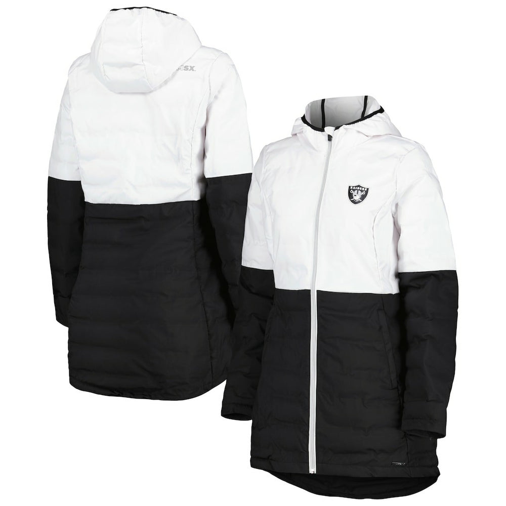 Las Vegas Raiders MSX by Michael Strahan Women's Willow Quilted Hoodie Full-Zip Jacket - White/Black cheap