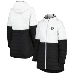 Las Vegas Raiders MSX by Michael Strahan Women's Willow Quilted Hoodie Full-Zip Jacket - White/Black cheap