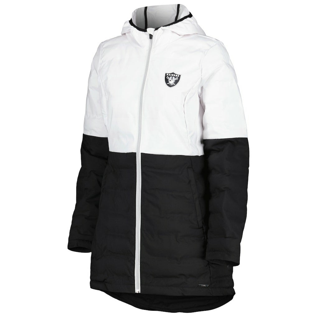 Las Vegas Raiders MSX by Michael Strahan Women's Willow Quilted Hoodie Full-Zip Jacket - White/Black cheap